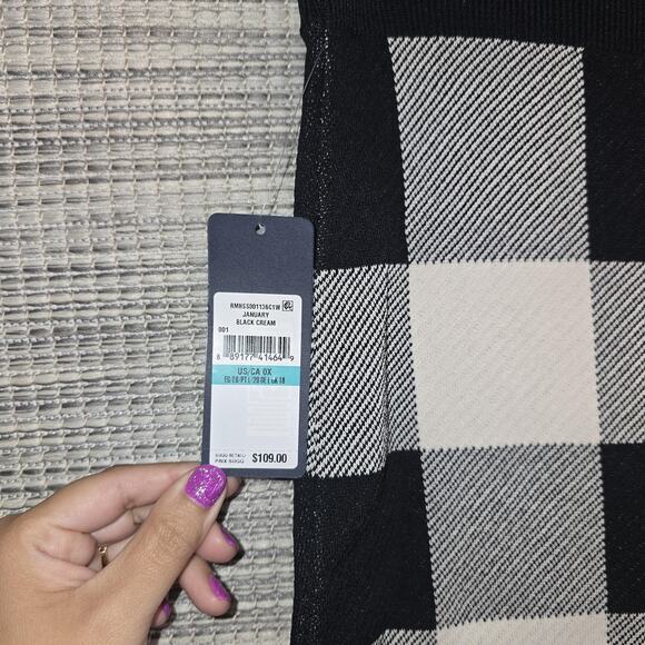 Rachel Rachel Roy Knit Skirt Womens 0X Checker Plaid Pull On Stretchy Work NEW - Picture 3 of 11